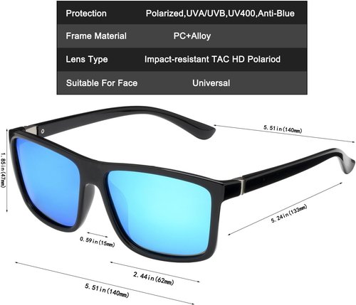 NIEEPA Men's Sports Polarized Sunglasses Square Frame Glasses NP1007