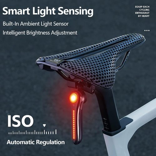 Smart Bike Tail Light,120 Lumen Bicycle Tail Light. Brake Sensing Rear Lights, Auto On/Off, Waterproof, USB Rechargeable, Ultra Bright LED Warning Back Bicycle Flashlight, Cycling Safety Accessories