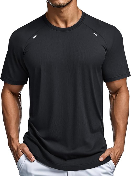 MAGCOMSEN Men's Athletic Dry Fit Shirt - Lightweight Mesh Short Sleeve for Performance & Hiking