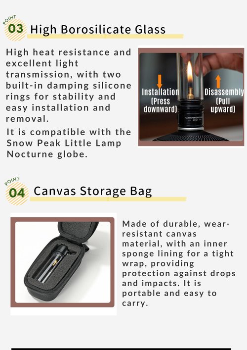 CAMPINGMOON Candle Lantern Gas Mini Small Camping Backpacking Black BKT-1D