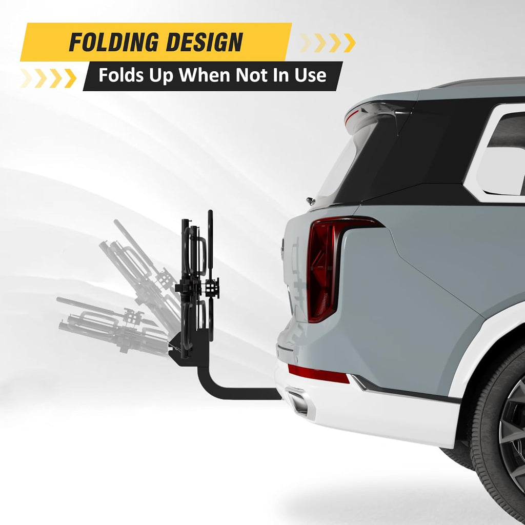 Skiennix Hitch Bike Rack - Wobble-Free Smart Tilting Design | 2-Bike Capacity for Standard & Fat Tire E-Bikes, 200 lbs