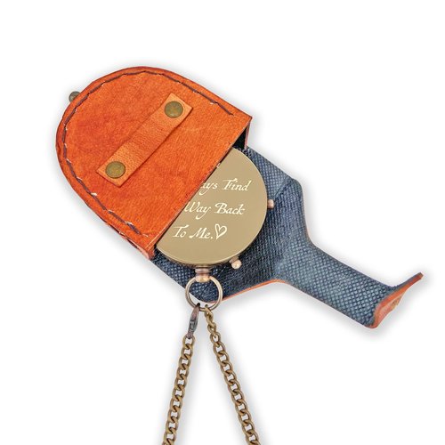 So You Can Always Find Your Way Back to Me” Engraved Brass Compass – Vintage Pocket Compass with Chain & Leather Case | Gift for Son, Daughter, Him, Her | Graduation, Anniversary