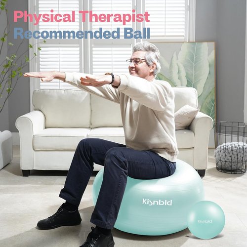 Kisnbld Exercise Ball - Extra Thick Anti-Burst Yoga Ball for Stability | 4 Sizes with Foot Pump
