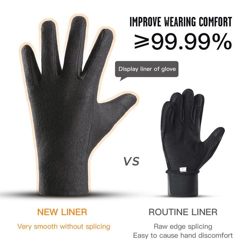 FOXLVDA 10℉ Winter Gloves Men Women, Waterproof Windproof Thermal Touch Screen with Non-Slip Grip and Warm Lining for Cold Weather Cycling, Driving, Hiking, Running, Golf, Ski (Black, Large)