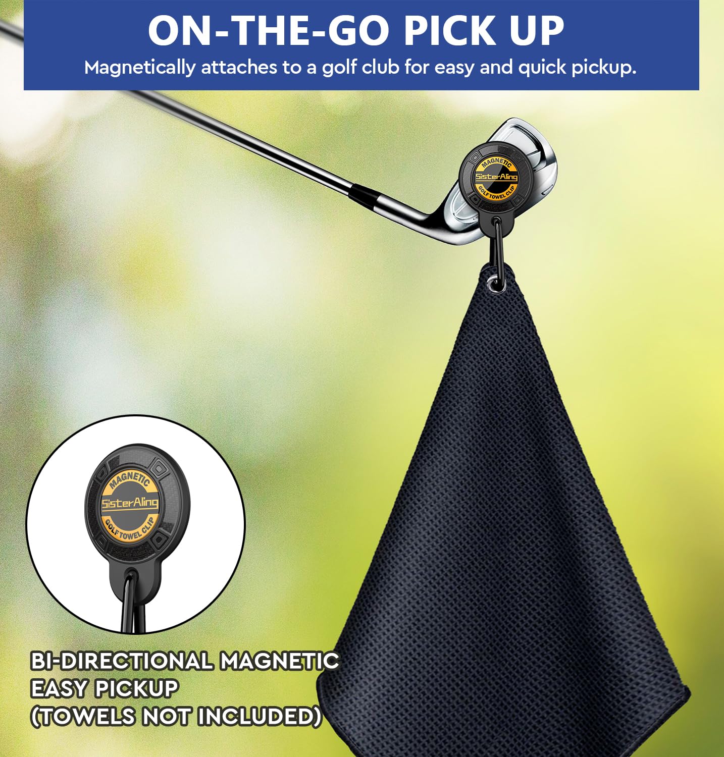 SisterAling Magnetic Clip for Golf Towel,Removable Industrial Magnetic Accessories Design for Strong Hold to Golf Carts or Clubs
