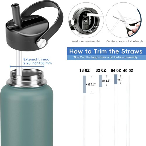 Hydro Flask Straw Lid - Replacement Cap for Wide Mouth Bottles | Fits 12-40 oz Sizes (Alpine)
