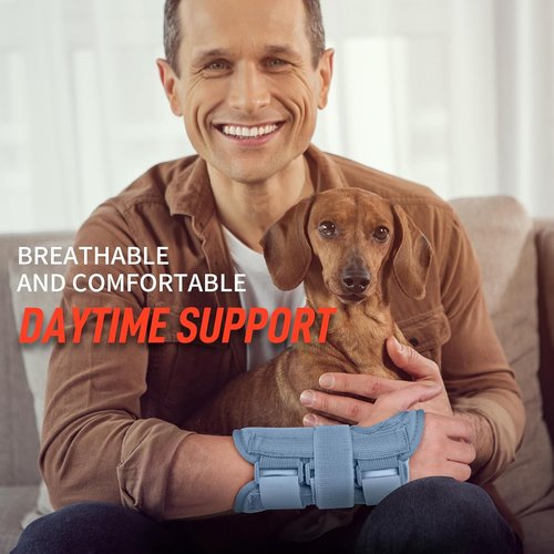 FEATOL Wrist Brace - Adjustable Carpal Tunnel Support for Left Hand | Night Sleep Splints, Large/X-Large
