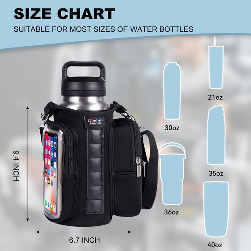 Magnetic Gym Bags for Men & Women with Adjustable Strap,Magnetic Bag Water Bottle Holder for Travel, Work,Sports,Water Bottle Sling Bag with Pocket (Black)