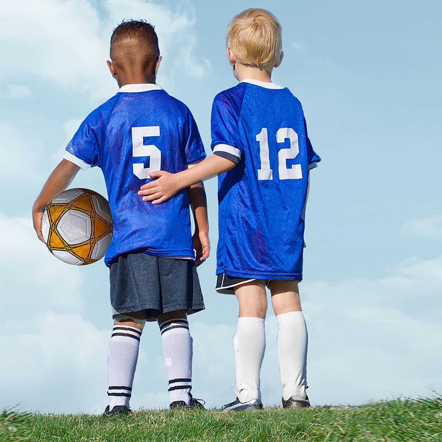 AYANICA Soccer Ball Size 3,4,5 Soft PU for Practice Training Gift Boys Girls Come with Random Color Pump and Needle