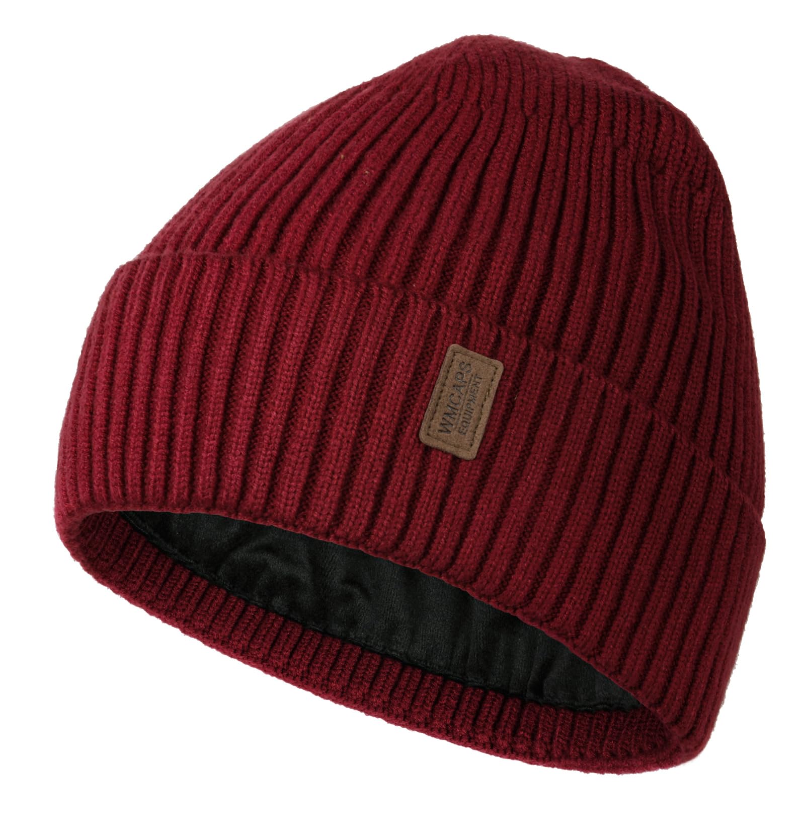 Wmcaps Beanie Winter Hats for Men Women, Fleece Lined Beanie Warm Winter Beanie Unisex Fashion Knit Cuffed Cap (Red)