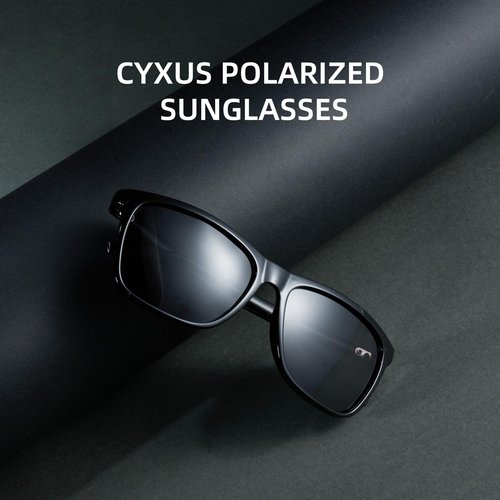 Cyxus 2024 Square Polarized Sunglasses For Men Women Aluminum Sun Glasses Fishing Driving Cycling UV Protection P1168 Black