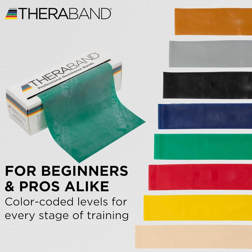 TheraBand Resistance Bands - 6 Yard Roll Professional Latex Elastic Band for Core Exercise & Rehab | Green, Heavy Level 4