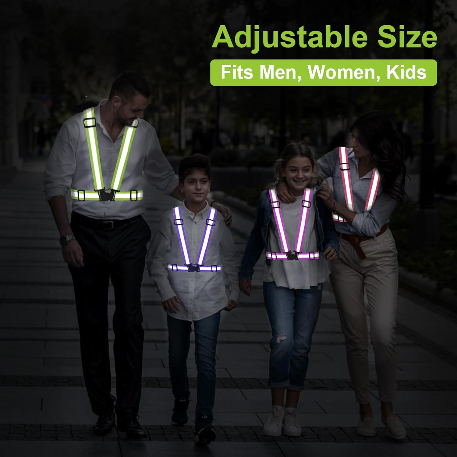 Reflective Vest by High Visible Safety - 2-Pack Adjustable Running Gear for Men, Women & Kids