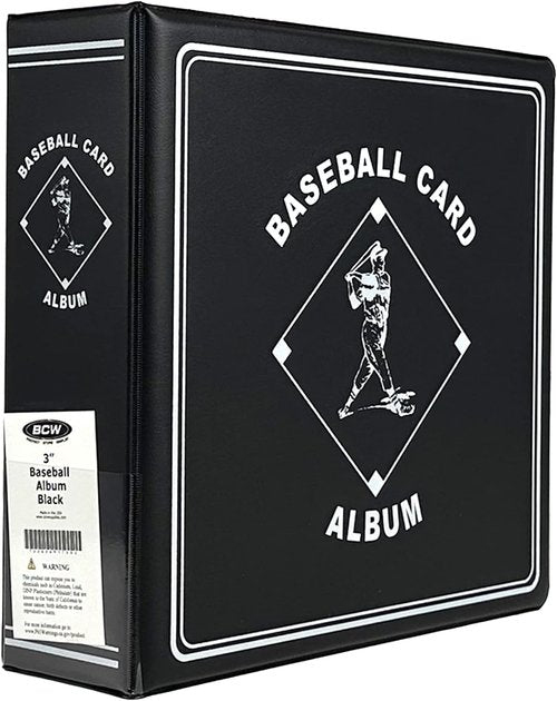 BCW Supplies Baseball Album - Premium 3" Black Binder for 90 Cards | Heavy-Duty D-Ring for Lasting Durability