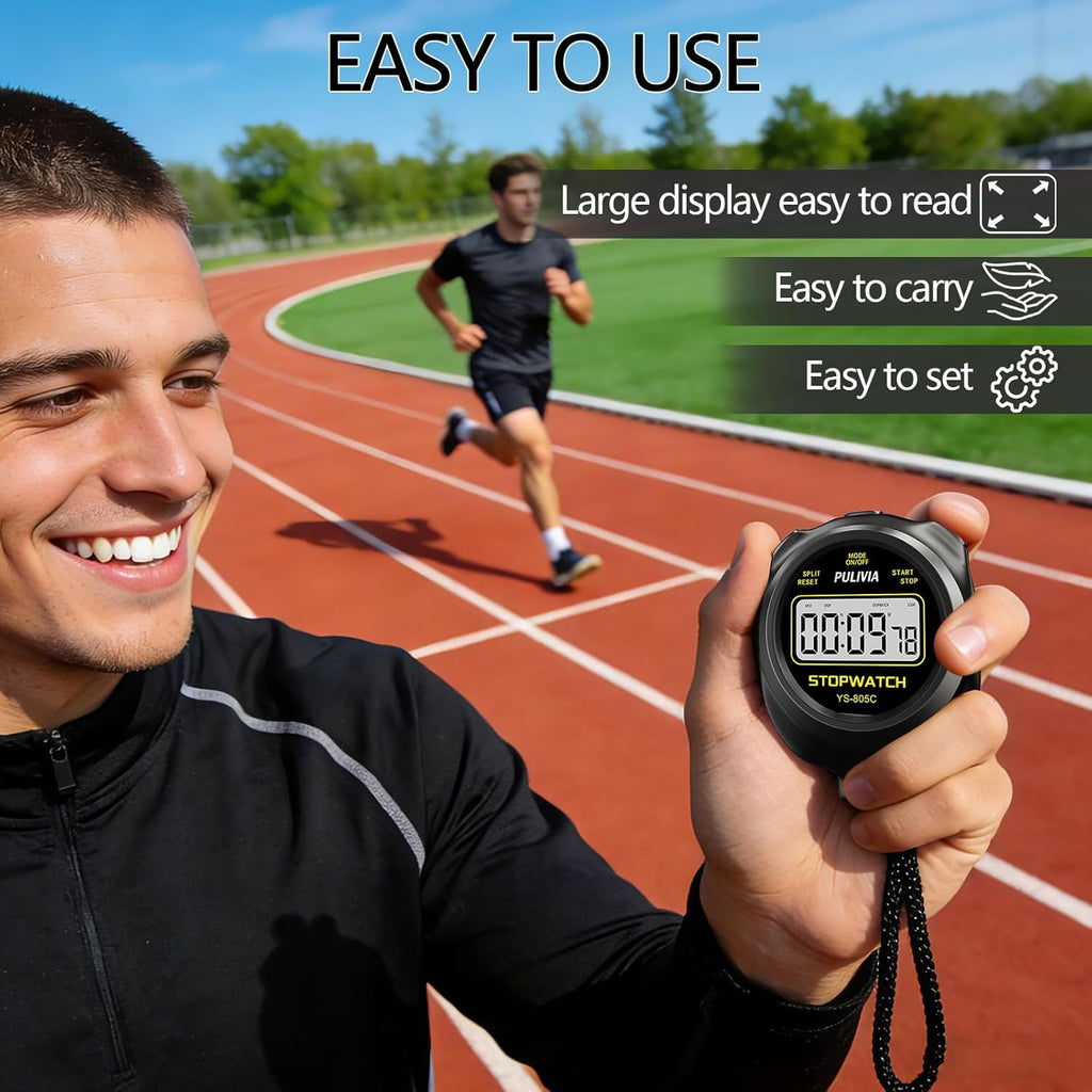 Skiennix Stopwatch Timer - Digital Countdown Timer with Alarm Button & Sound - Black