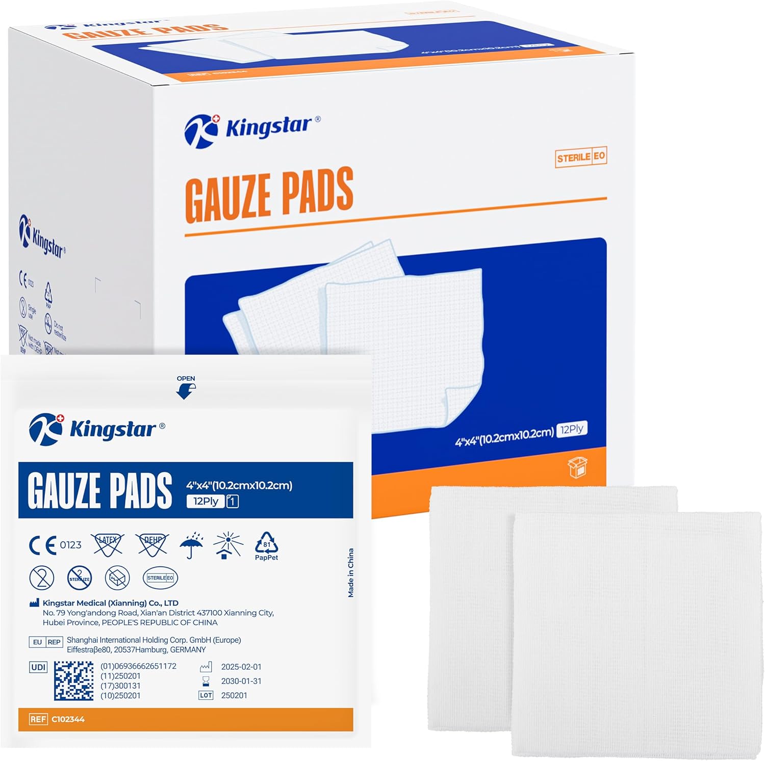 Sterile Gauze Pads by [Brand Name] - 100 Pack 4x4 Inch, 12-Ply Cotton Sponges for Wound Care