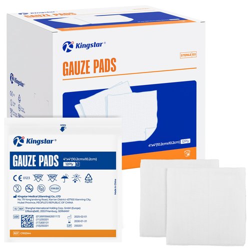 100 Pack Sterile Gauze Pads 4x4 Inch 12-Ply, 100% Cotton Large Gauze Sponges for Wound Care, Highly Absorbent Bulk Hospital-Grade First Aid & Surgical Dressing
