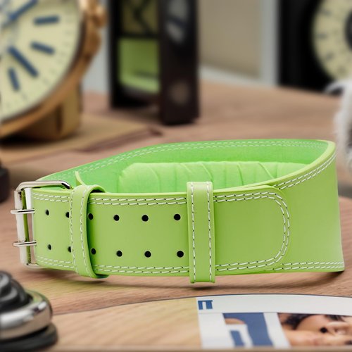 Leather Weight Lifting Belt for Women and Girl 4 Inches Padded Lumbar Support Belt for Workout Training with Adjustable Buckle