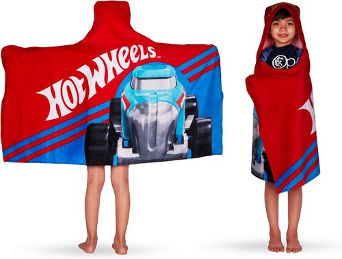 Hot Wheels Hooded Towel Wrap - Soft Cotton Bath/Pool/Beach Towel, 24" x 50" by Franco Kids