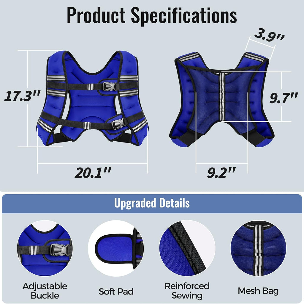 Zeerun Weighted Vest - Adjustable & Reflective Rucking Vest for Walking, Running & Strength Training