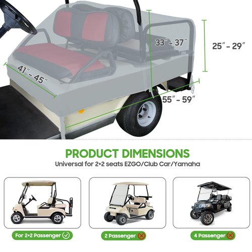 10L0L Waterproof Golf Cart Seat Cover, Universal for Yamaha EZGO Club Car 2+2 Seats Rain Covers | 600D Oxford Golf Cart Seat Protective Covers | Rain & Dust Protection | Easy On/Off for Daily Use