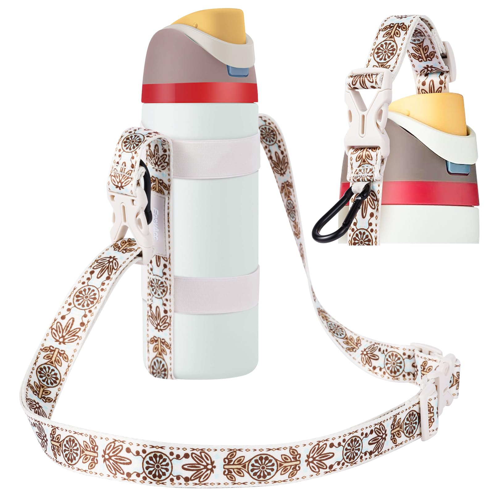 EasyAcc Water Bottle Holder Strap Sling, for Owala FreeSip 24 32 40 oz, Hydro Flask, Cirkul, Yeti, Stanley Flip, Universal Water Bottles, with Carabiner, for Walking Curise Travel (Bottle Excluded)
