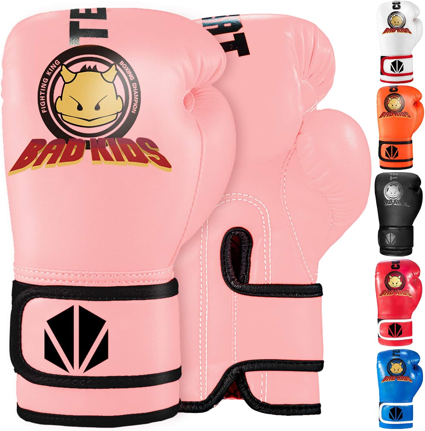 TEKXYZ Boxing Gloves for Kids - Vivid Color Synthetic Leather Training Gloves | Ages 3-12
