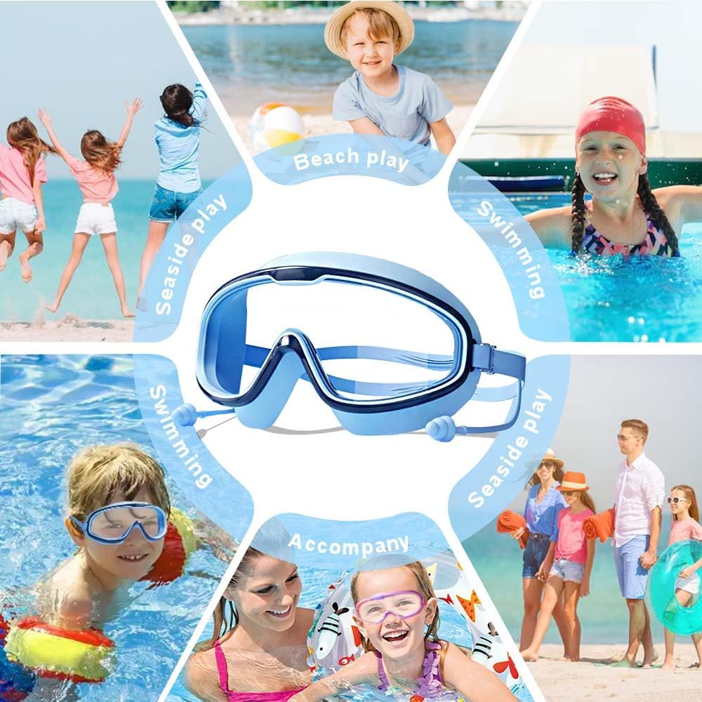 Skiennix Kids Swimming Goggles - Waterproof & Anti-Fog Design | Large Frame for Ages 2-14
