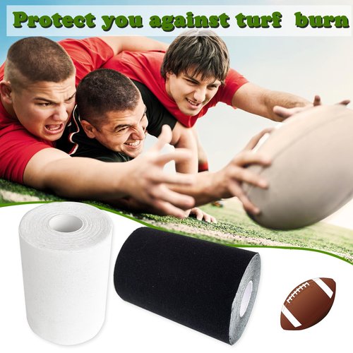 2 Rolls Football Turf Tape,10.9 Yards Sports Extra Wide Athletic Arm Tape,Ultra Sticky Sport Tapes Protect Elbows from Scraping Burn(Black,White)