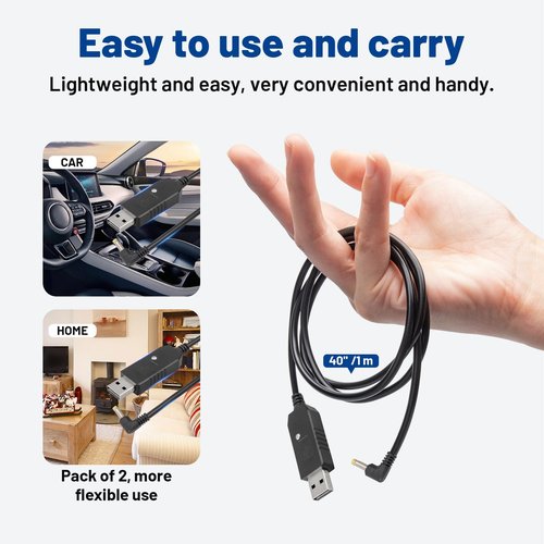 Anina 2PCS USB Car Charger Cable for Baofeng Battery UV-5R UV-82 UV-S9/9S DC 5V to 8.4V USB Power Cord Compatible with BTECH BL-5L BF BL-5L BL-8 3800mAh Batteries for Two Way Radios