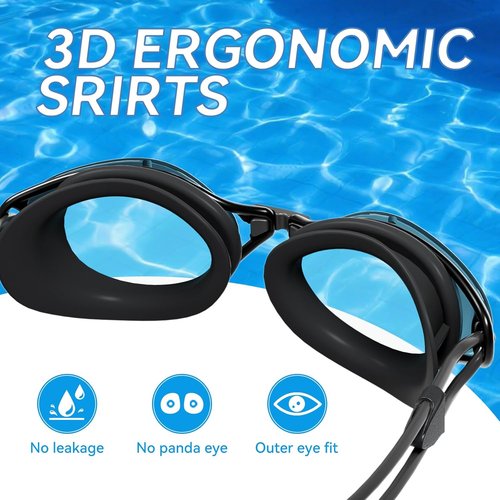 COPOZZ S3 Swim Goggles for Adult, Swimming Goggles Clear Vision Anti Fog UV400 Protection No Leaking for Men Women Youth
