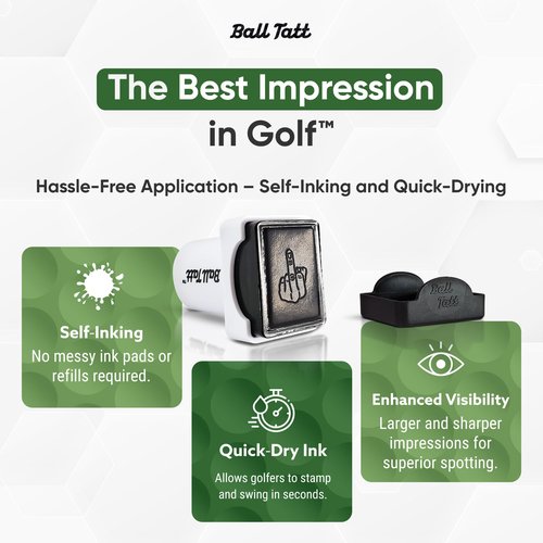 Ball Tatt - Finger Golf Ball Stamp, Golf Ball Stamper, Self-Inking Golf Ball Stamp Markers, Reusable Golf Ball Marking Tool to Identify Golf Balls, Golfer Gift Golfing Accessories…