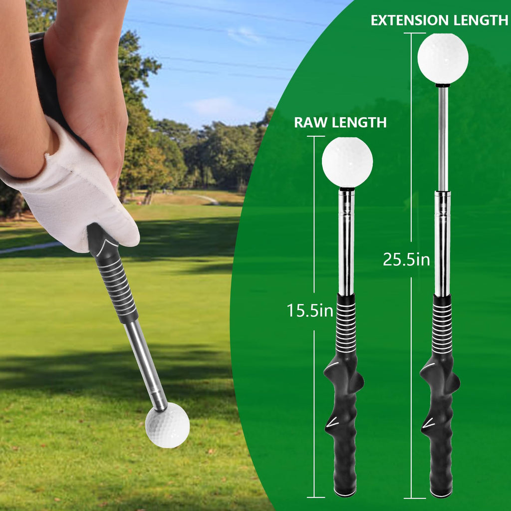 Retractable Golf Swing Training Aid, Golf Grip Trainer & Golf Swing Trainer for Warm-up, Right-Handed Golf Club for Indoor Practice, Golf Accessories - Strength & Tempo Training for Chipping Hitting