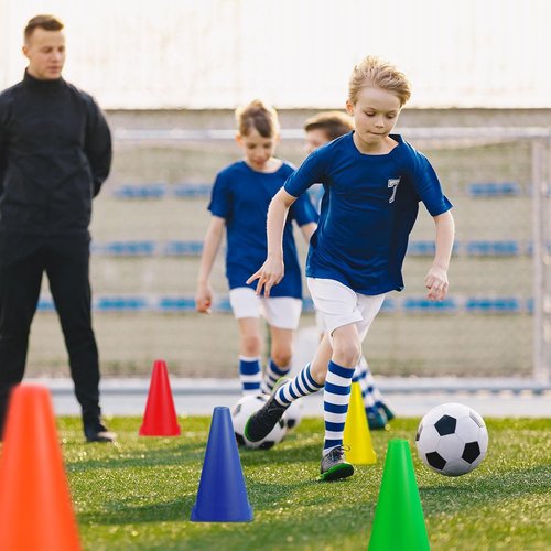 Hoteam 30-Piece 9-Inch Traffic Cones - Durable Plastic Agility Training Equipment for Soccer & Football Drills