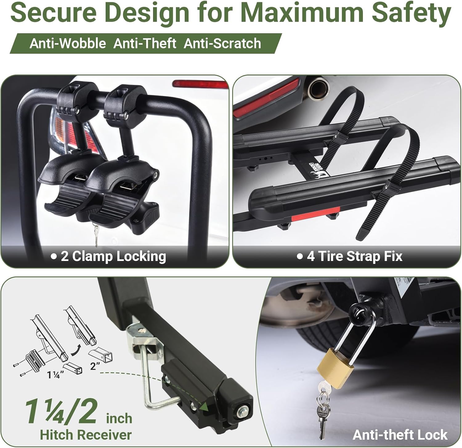 Skiennix Bike Rack - Heavy-Duty 2-Bike Carrier for 16-29'' Bikes | Tilting & Folding Design, 100 lbs Capacity