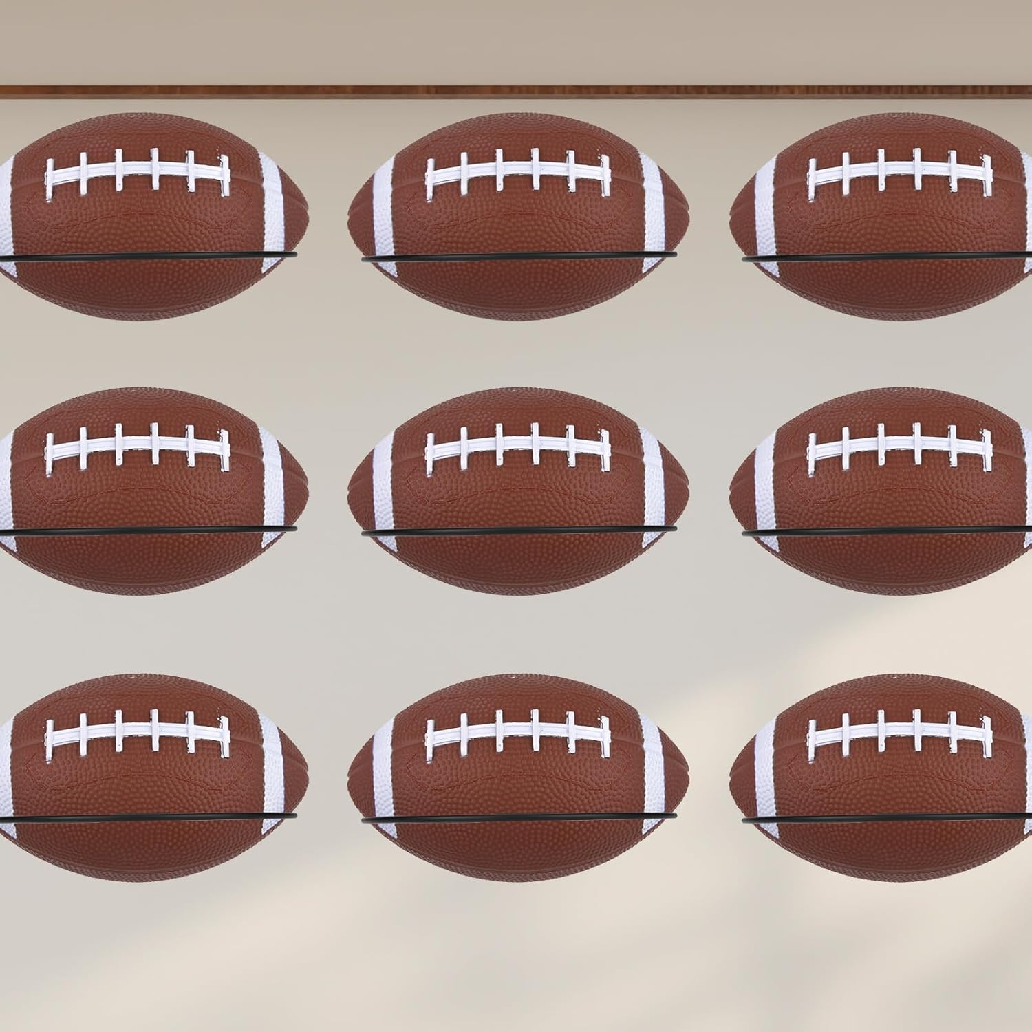 Skiennix Football Wall Mounts - 6-Piece Metal Display Stand for Sports Balls | Perfect for Home Gym & Man Cave Decor