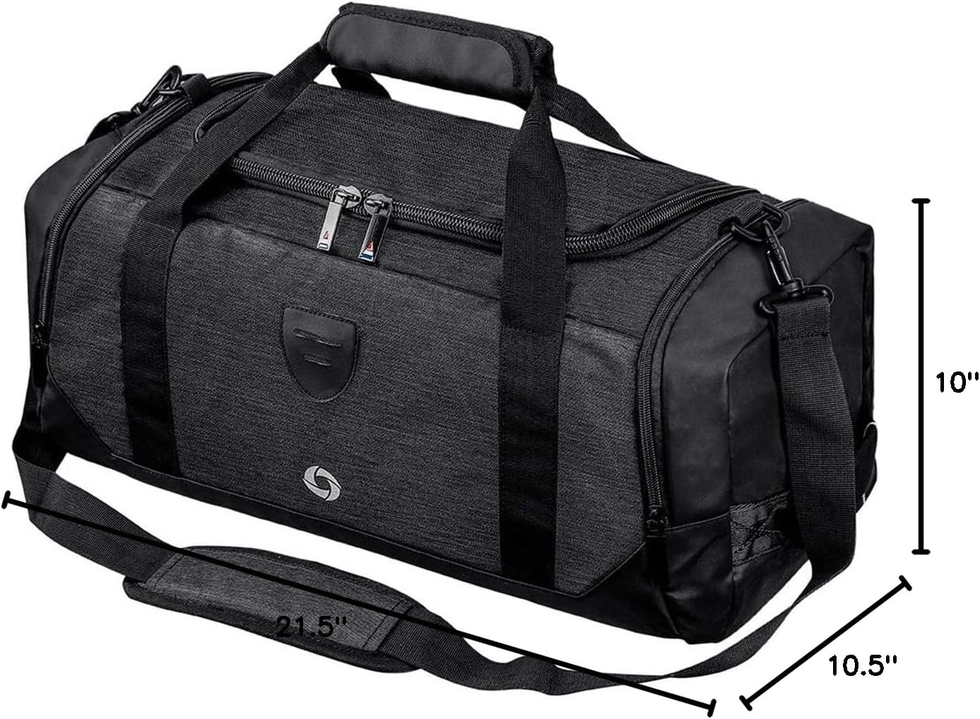 Skiennix Waterproof Gym Duffle Bag | Versatile Sports Backpack with Shoe Compartment - Black