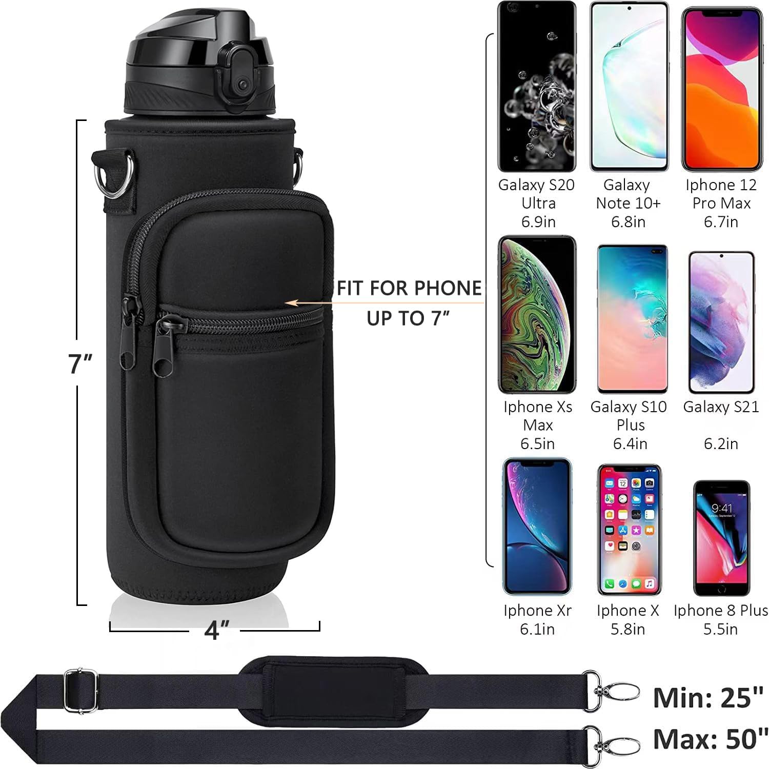 Skiennix Water Bottle Holder - Versatile 2-Pocket Crossbody Sling Bag for Hiking & Travel
