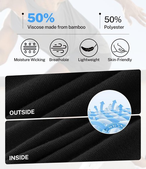 BAMBOO COOL Men's Athletic Shorts - Breathable Lightweight Running Gym Shorts with Pockets