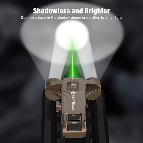Brinyte XP22 MK3 Tactical Flashlight - 1600 Lumens Dual-Head with Green Laser & Rechargeable Design