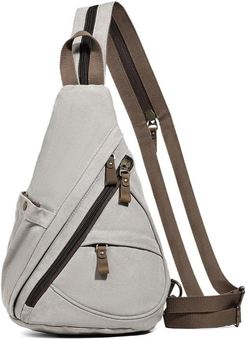 KL928 Canvas Sling Bag - Small Crossbody Backpack for Men & Women | Casual Daypack in Leaden Color