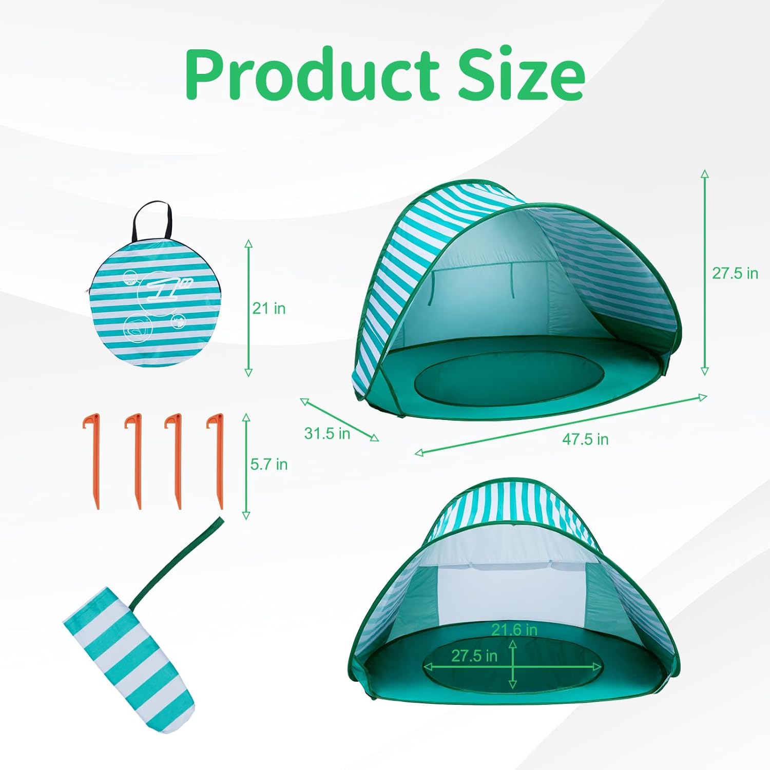 Skiennix Baby Beach Tent - Portable Sun Protection Shelter for Boys & Girls | Aqua Green