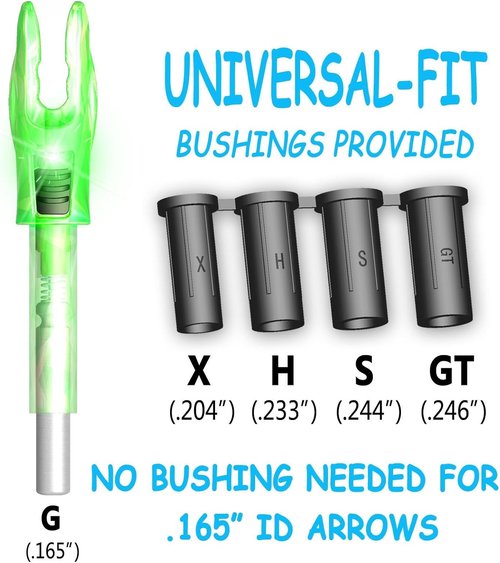 Lighted Nocks for Arrows - 6/12PCS Compatible with .165 to .246 ID Bolts | X, H, S, GT Bushings