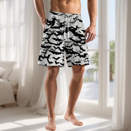 Domirica Men's Casual Beach Shorts - Breathable Wide Leg Summer Pants with Elastic Waistband | Plus Size Available