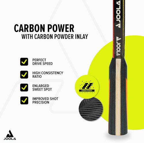 JOOLA Carbon Control Performance Ping Pong Paddle - Ergonomic Grip & Vibration Control - ITTF Approved - Red