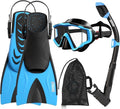 Aegend Snorkeling Gear for Kids - Anti-Fog Diving Mask, Adjustable Fins & Dry Snorkel Kit