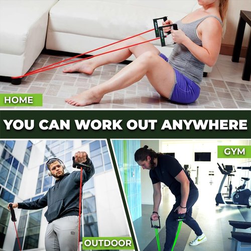 Gorilla Bow Resistance Bands with Handles Quick-Lock Multi-Layer Exercise Bands for Work Out, Non Slip Grip for Full-Body Strength Training, Heavy Resistance Training, Yoga, Home Workout Set (150LBS)