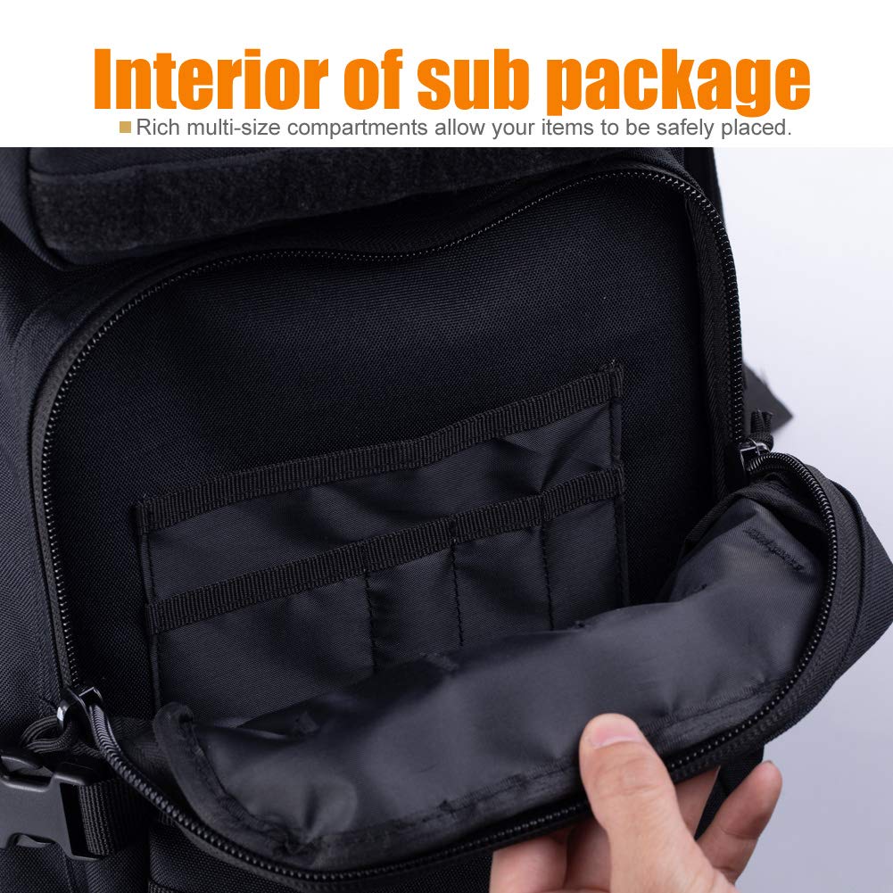 R.SASR Black Tactical Backpack, Military Backpack, Molle Backpack.(Black-02)