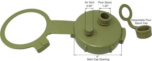Tacticai Water Can Cap and Lid for U.S Issued 5-Gallon (20-Liter) Military Jerry Cans, BPA Free - Green (1 of 2 Colors)