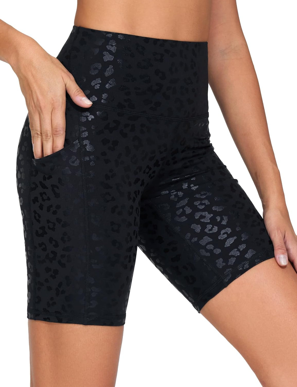 The Gym People High Waist Workout Shorts - Stretchy Tummy Control Yoga Biker Shorts with Pockets